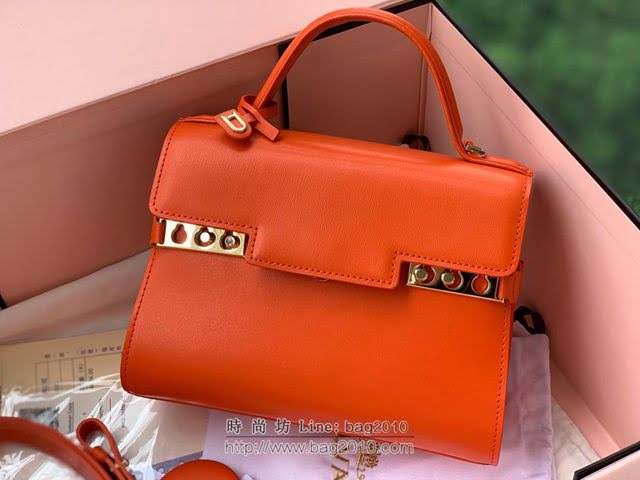 DELVAUX女包 比利時品牌 Tempete手袋 柔軟牛皮 德爾沃女手提包 Mini號手拎包 TP0020橙紅  fcs1221